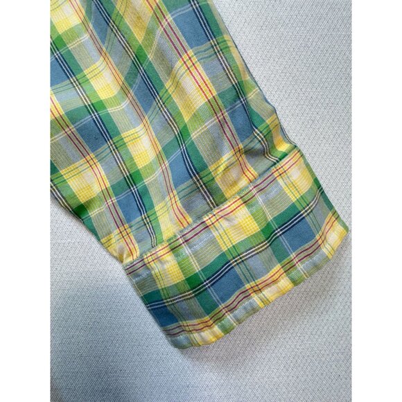 Tommy Hilfiger Mens Plaid Button-Down Shirt Size XL Yellow Green Long Sleeves - Picture 7 of 12